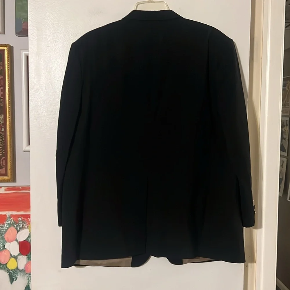 Bill Blass mens black 100% wool gabardine blazer
